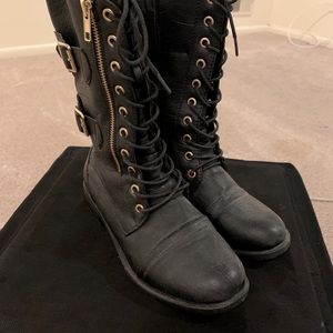 Black combat boots